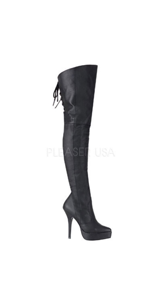 Indulge Tie Back Thigh High Boots