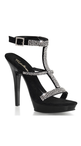 Rhinestone T-Strap Sandal with 5\" Heel, Sexy Rhinestone Sandal