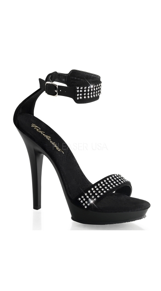 5\" Heel Rhinestone Slide and Ankle Strap Sandal, Sexy Rhinestone Accent Sandal