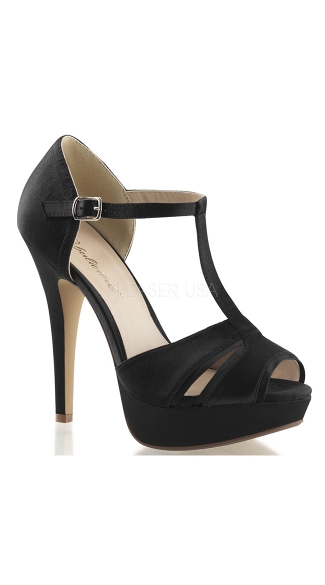Double Duty Satin T-Strap Sandal, High Heel Pumps, Strappy Heels