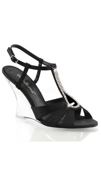 Rhinestone T-Strap Wedges, Strappy Wedge Sandals - Yandy.com