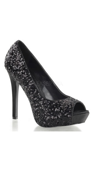 Sequin Peep Toe Pumps, Sequin High Heels