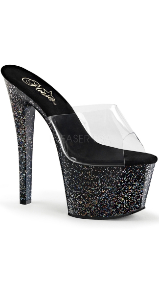Mini Glitters Slide Heel, Glittler Platform High Heel, 7 Inch High Heel