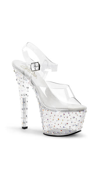 7 inch clear platform heels