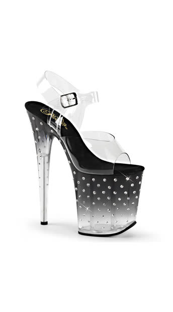 8\" Ombre Rhinestone Sandals, clear sandals - Yandy.com