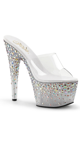 Silver Star Platform Slides, 7 Inch Slide On Shoes