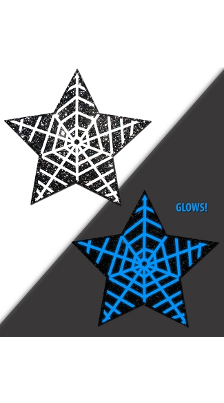 Glowing Web Star Pasties, Halloween Pasties, Spider Web Halloween Nipple Pasties