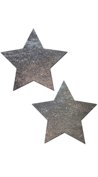 Liquid Silver Star Nipple Pasties, Silver Star Pasties, Shinny Nipple Pasties