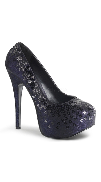 Sequin Hidden Platform Pumps, Sequin Pumps