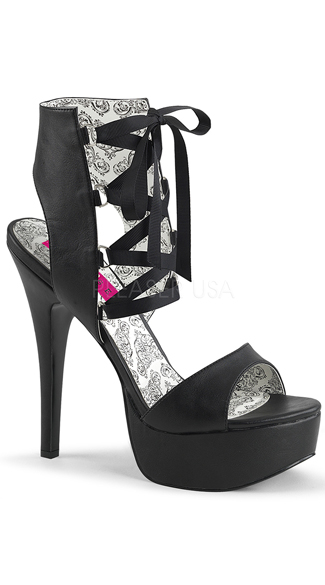 black lace up heels size 4