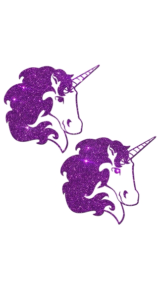 Purple Glitter Unicorn Pasties, Unicorn Nipple Pasties, Purple Glitter Unicorn Nipple Pasties