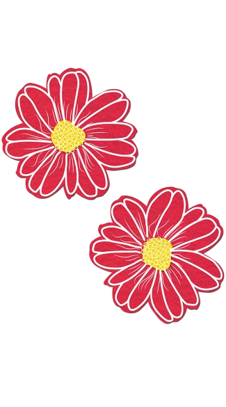 Hot Pink And Yellow Flower Pasties, Pink Flower Nipple Pasties, Daisy Nipple Pasties