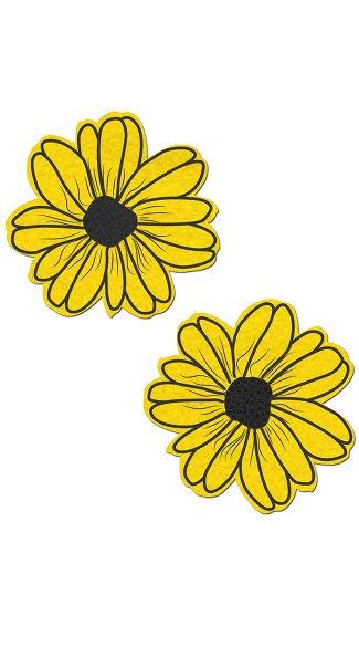 Yellow And Black Flower Pasties, Black and Yellow Nipple Pasties, Flower Nipple Pasties