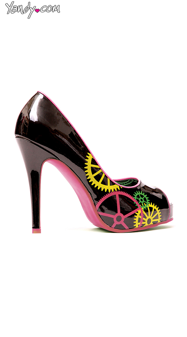 Gear Up Black and Pink Trimmed Pump, Cheap Pumps, Pumps and Heels