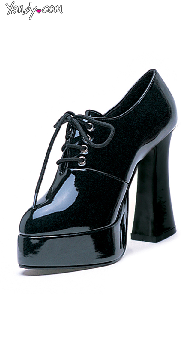 Glossy Oxford Platform with Chunky Heel, Oxford Heels for Women, Black ...