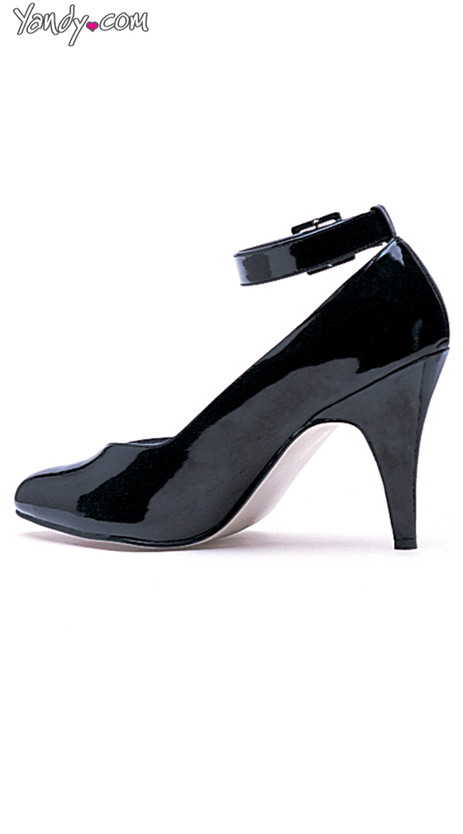 black wide width pumps