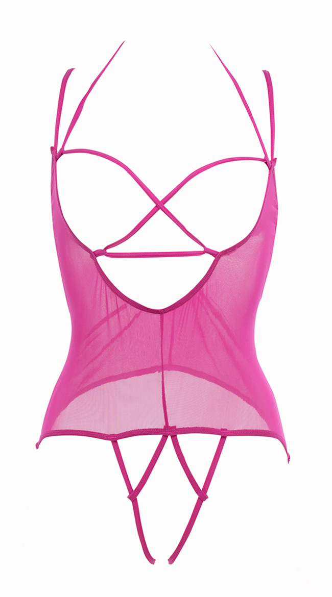 Ready For Anything Cupless and Crotchless Teddy, Strappy Mesh Teddy ...