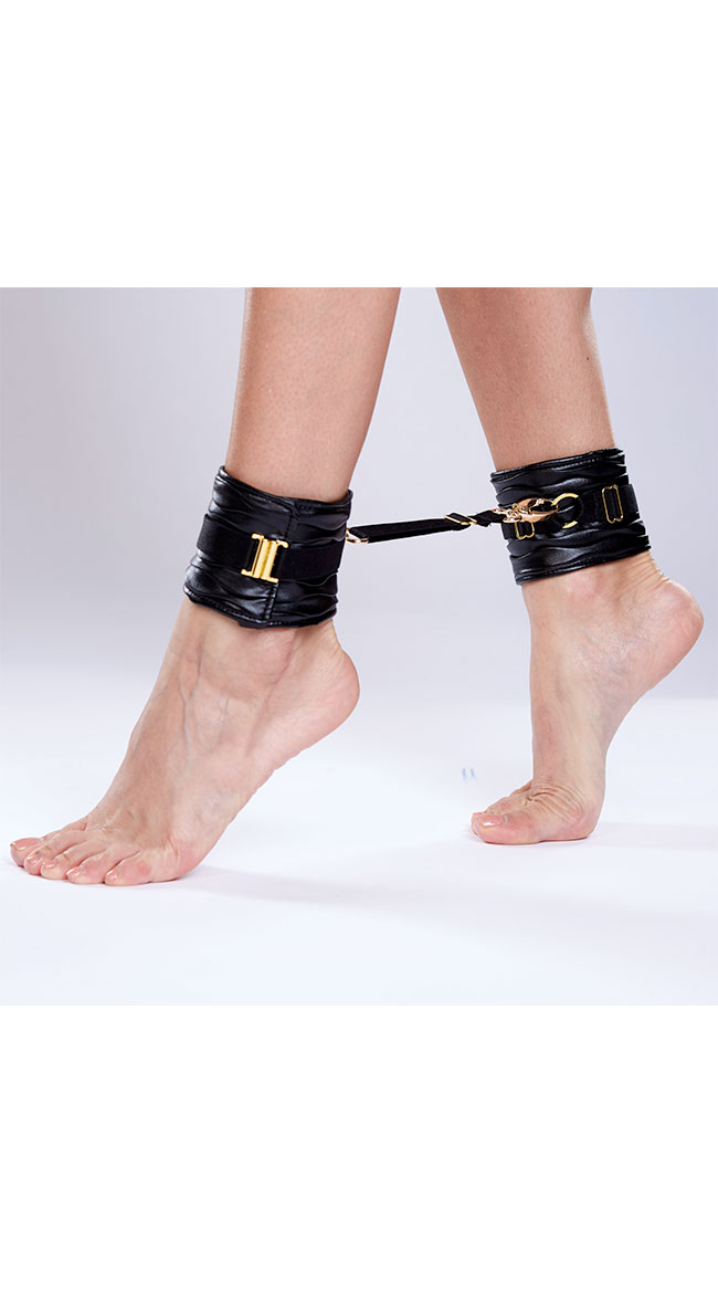 Faux Leather Ankle Cuffs, Black Leather Ankle Cuffs - Yandy.com