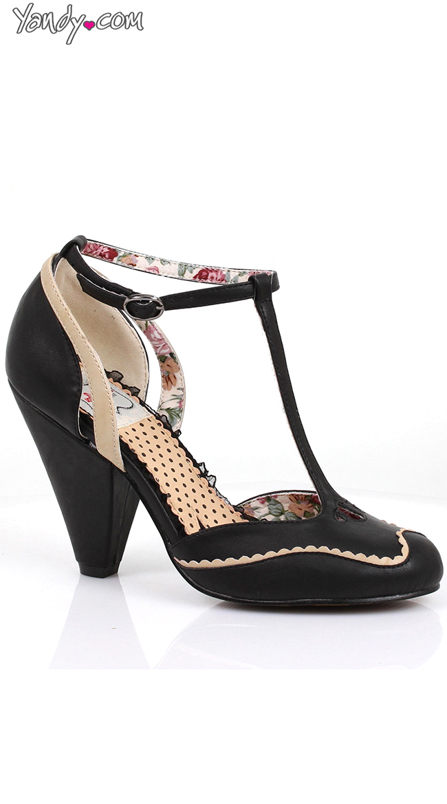 T-Strap Mary Jane Heel, Strappy High Heels, Ankle Strap Pumps
