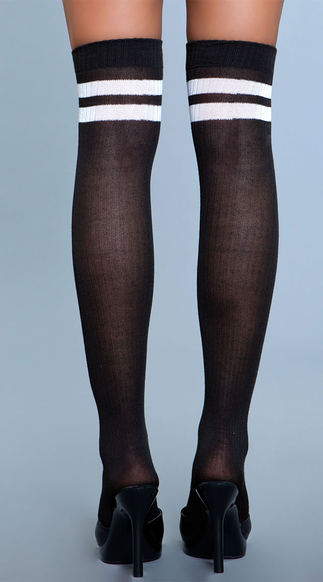 Going Pro Striped Thigh Highs, Striped Athletic Socks