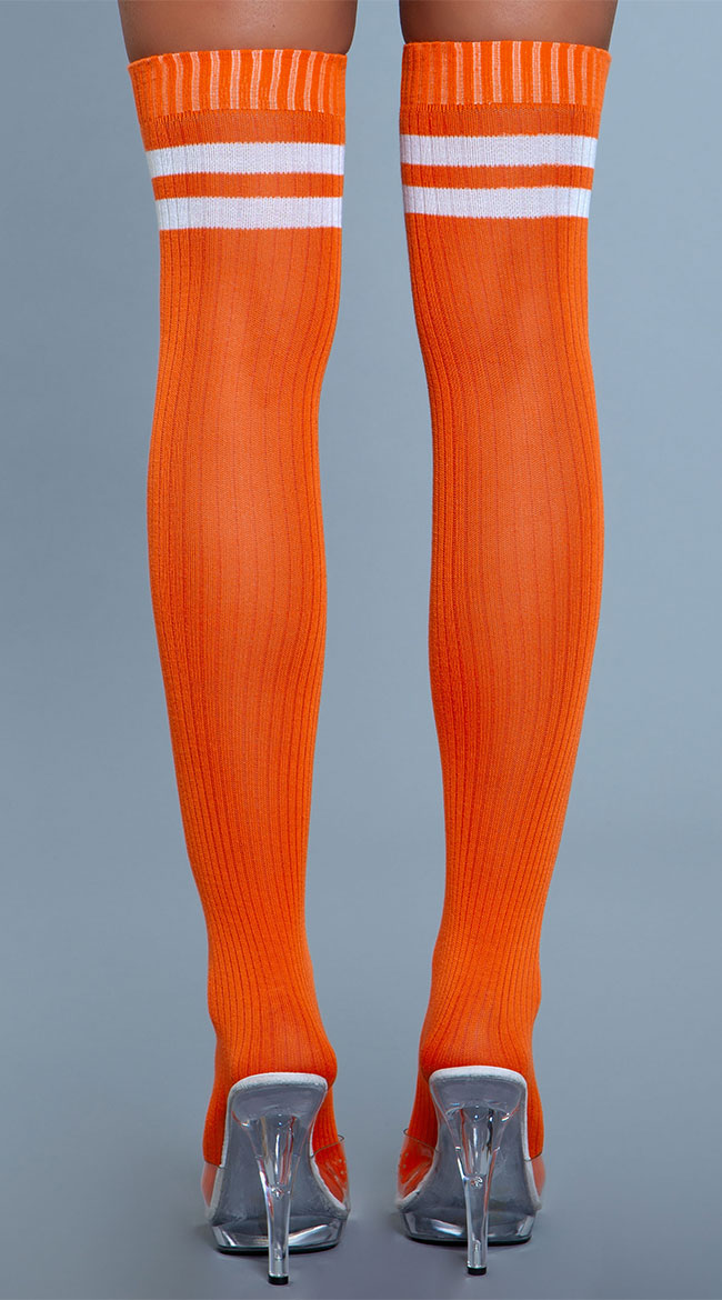 Going Pro Striped Thigh Highs, Striped Athletic Socks