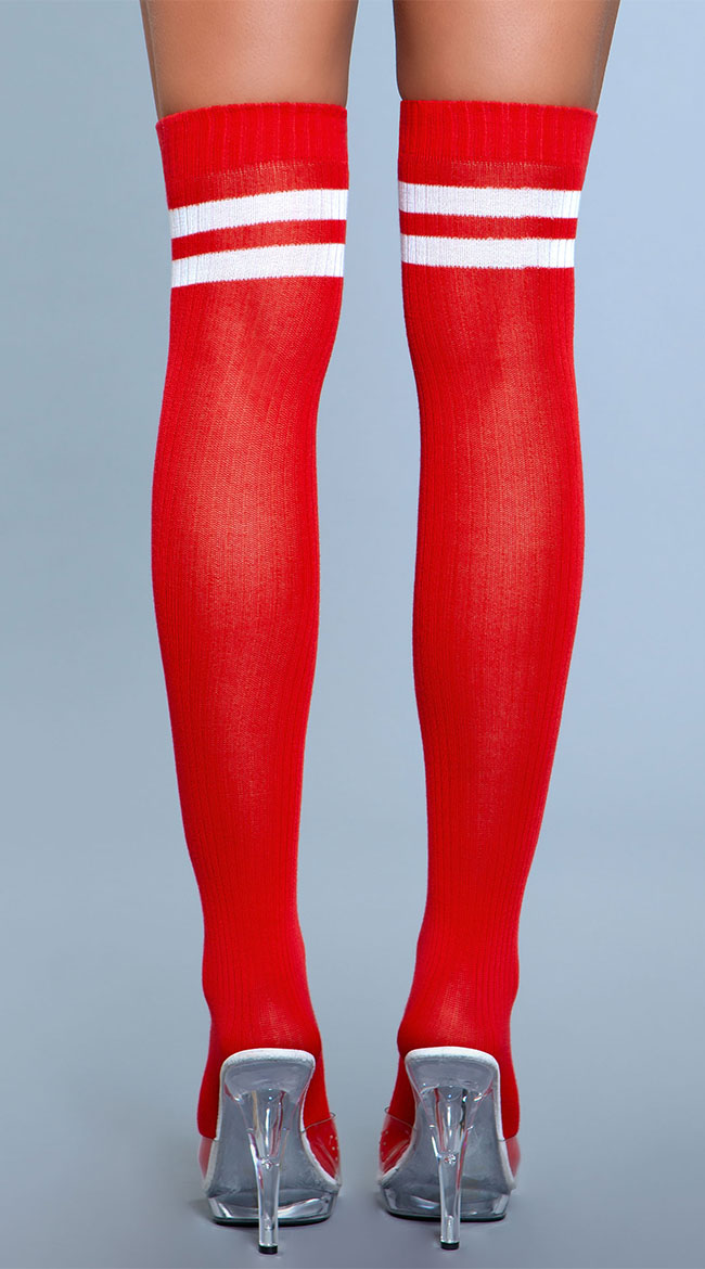 Going Pro Striped Thigh Highs, Striped Athletic Socks