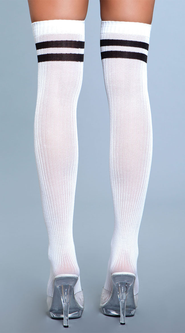 Going Pro Striped Thigh Highs, Striped Athletic Socks