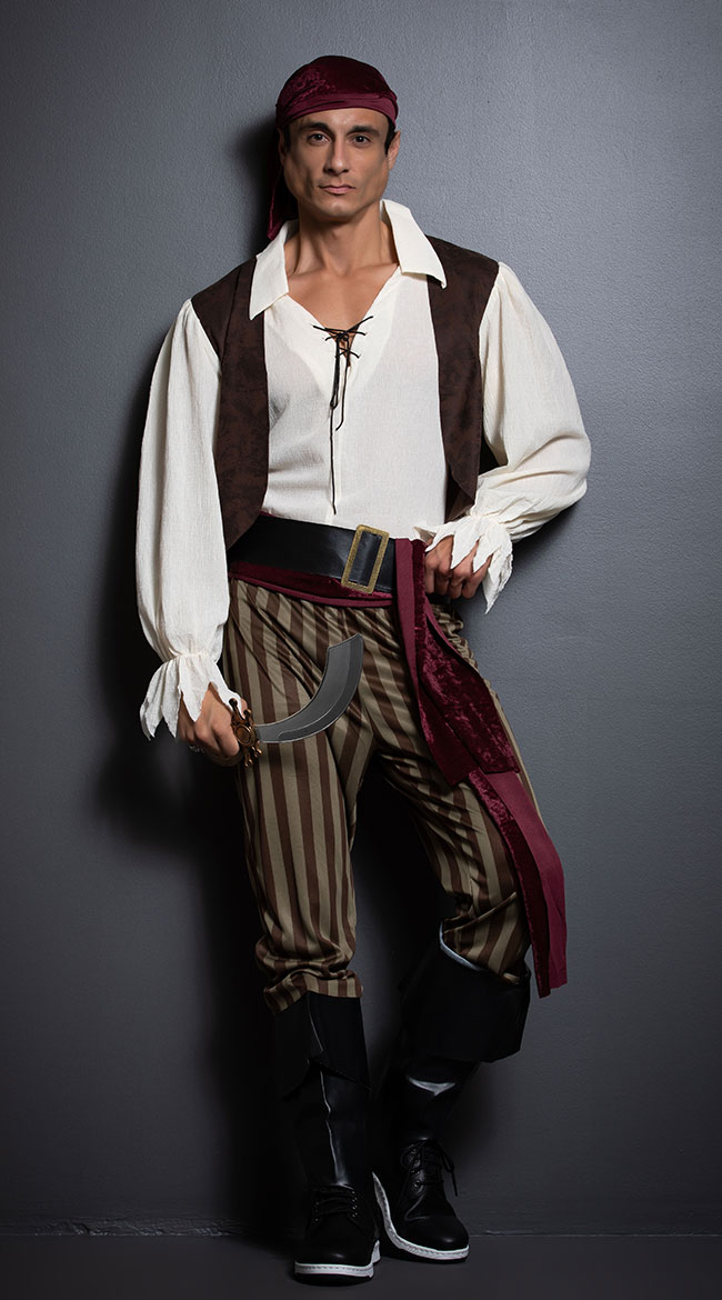 Men's Rogue Pirate Costume, Deluxe Mens Pirate Costume, Sexy Mens Pirate Costume