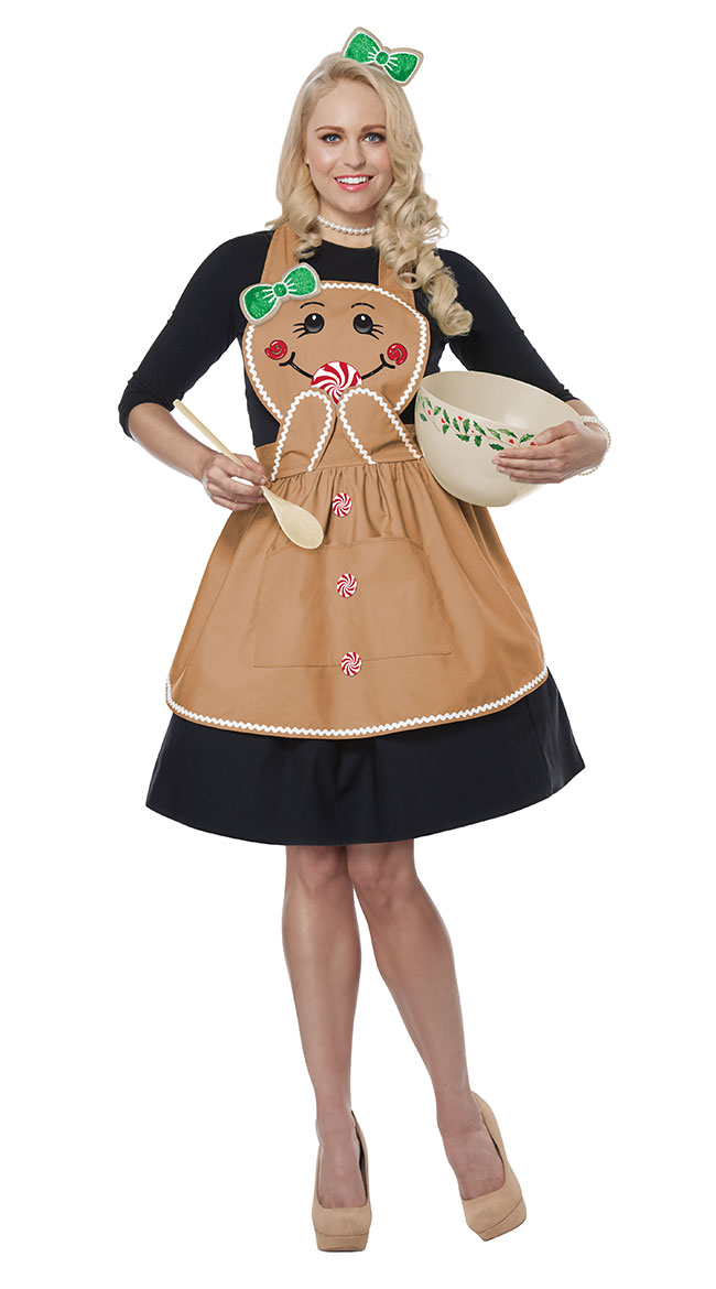 One Size Fits Most Womens Gingerbread Apron Costume | eBay