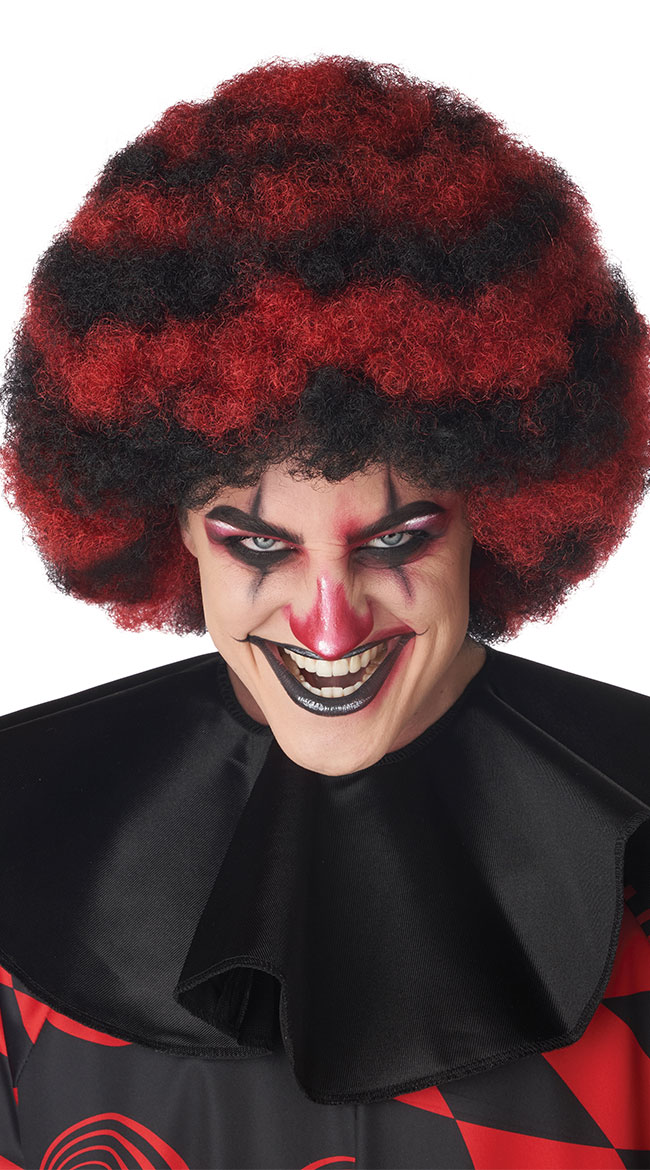 Red And Black Spiral Clown Wig, Sexy Red And Black Afro Clown Wig-Yandy.com