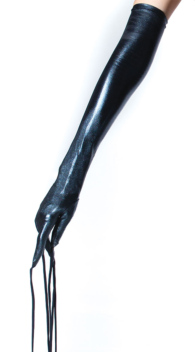 Wet Look Gloves with Whips, Whip Gloves, Long Wet Look Gloves