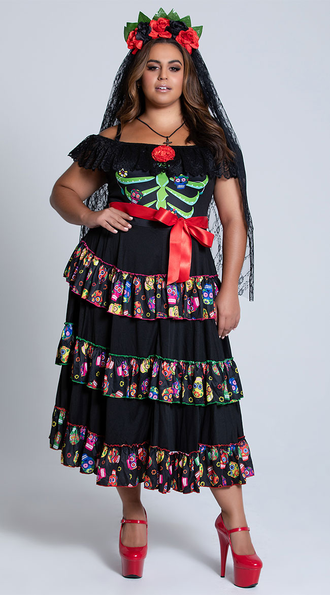 Plus Size Lady Of The Dead Costume Plus Size Day Of The Dead Costume