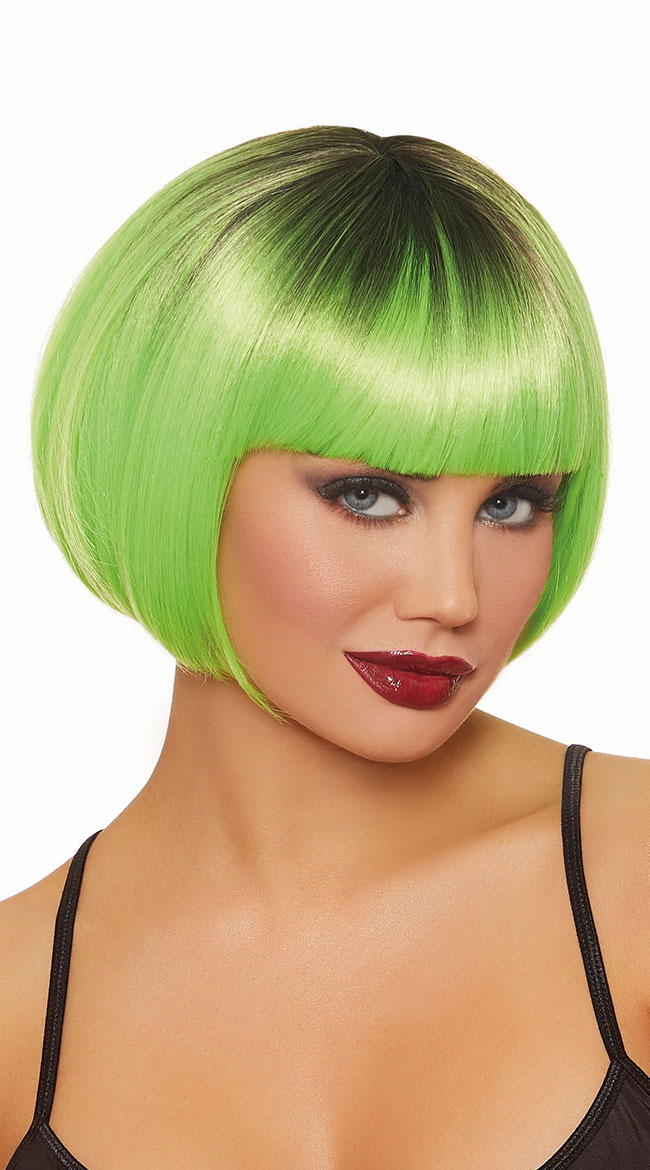 Dip Dye Green Bob Wig Short Bob Wig