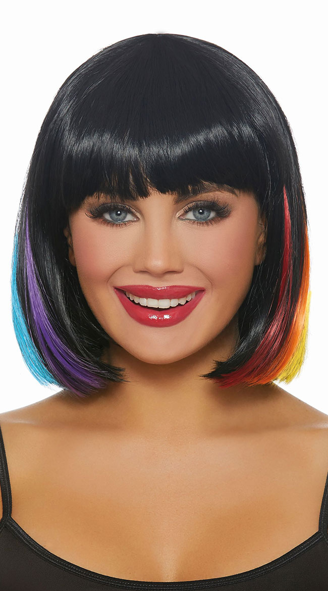 One Size Fits Most Womens Black Rainbow Bob Wig 888368274758 Ebay