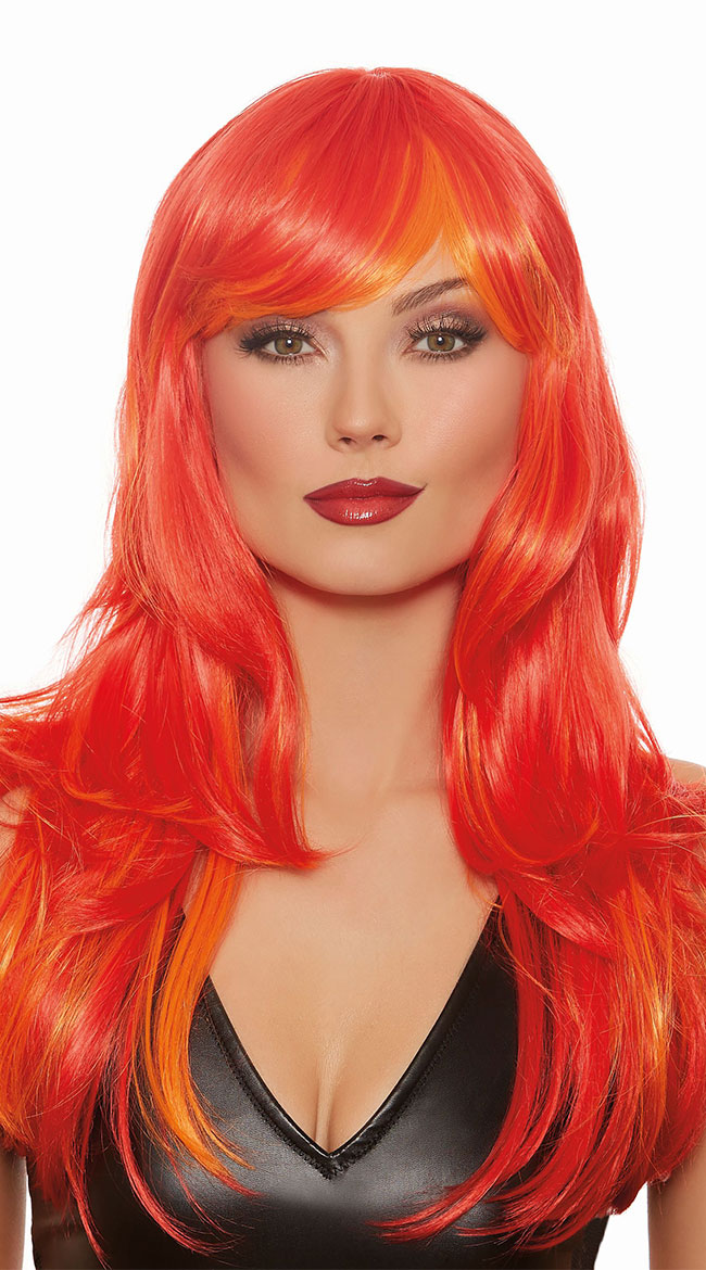 Layered Flame Wig Long Red Wig 5208