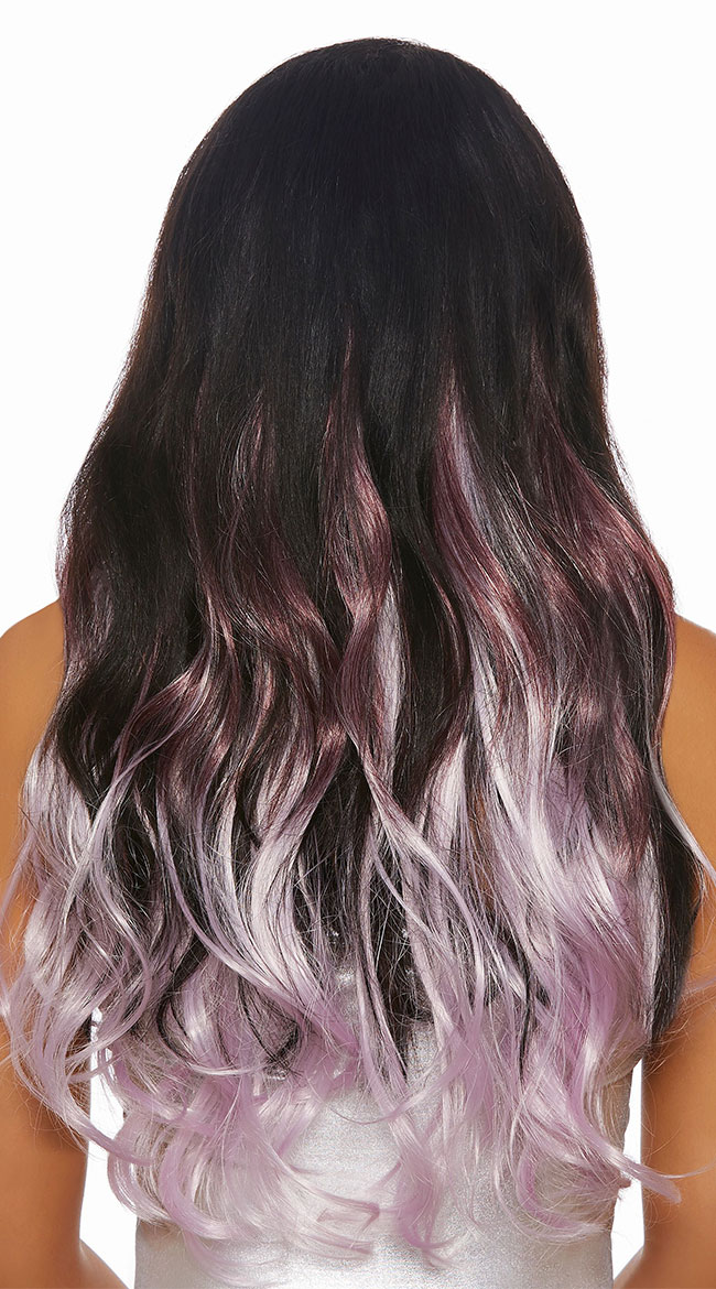 Wavy Burgundy and Lavender Hair Extensions, wavy hair extensions