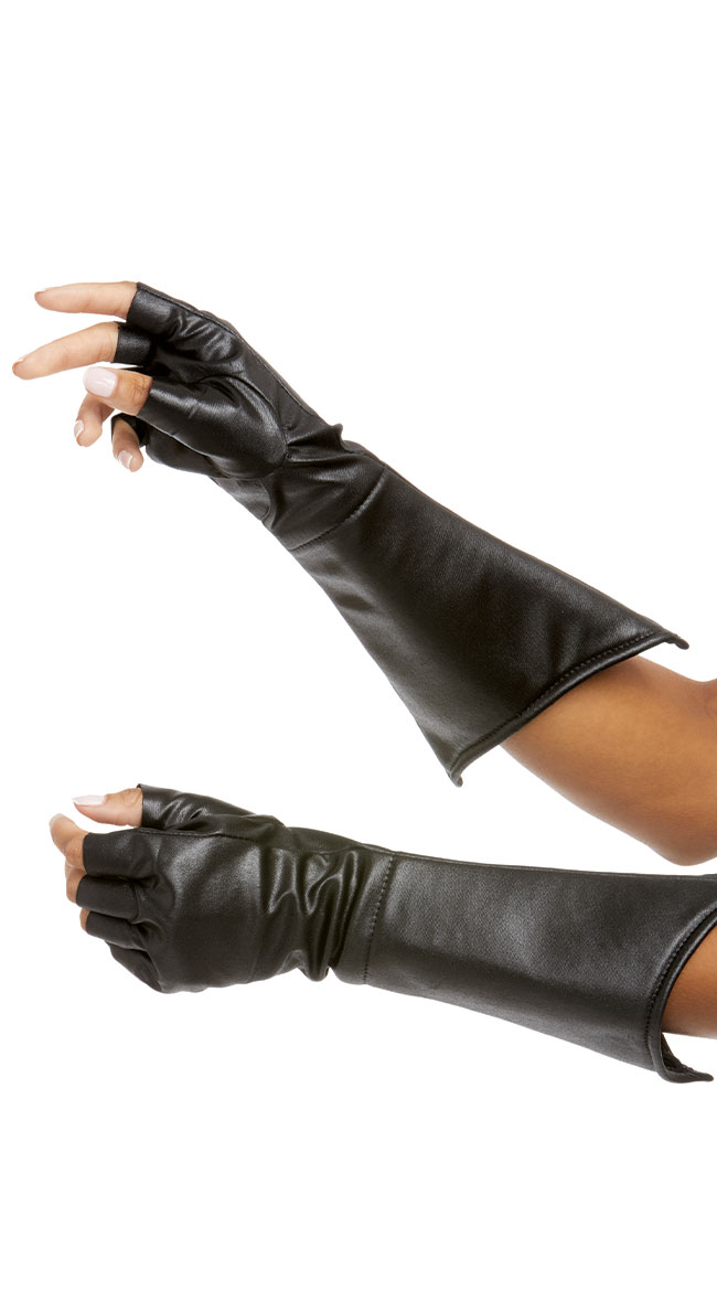 Gauntlet Gloves, Sexy Black Fingerless
