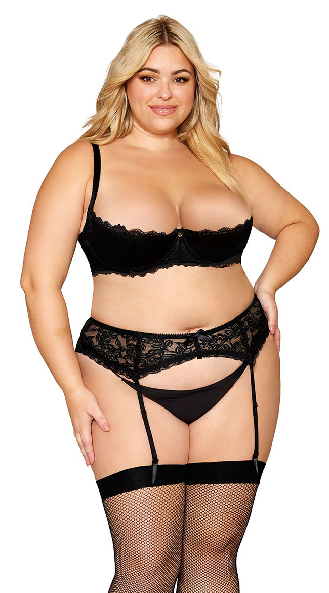Dreamgirl Women's Plus Size Lace Open Cup Underwire Shelf Bra, Black, 40:  Clothing, Shoes & Jewelry 