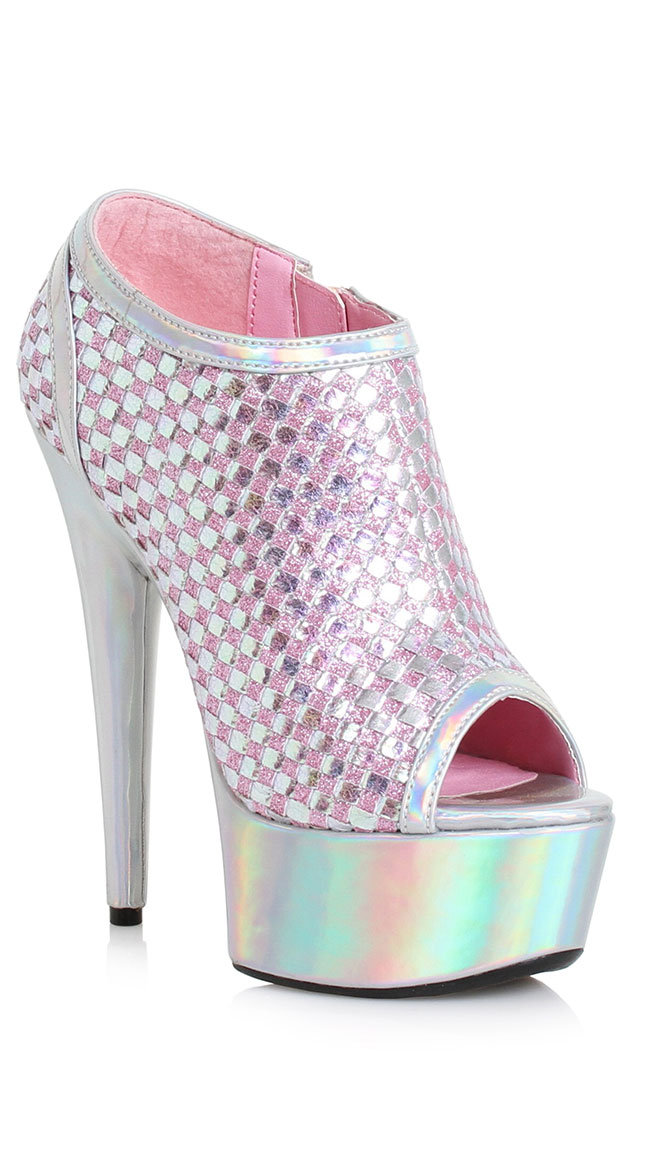 metallic closed toe heels