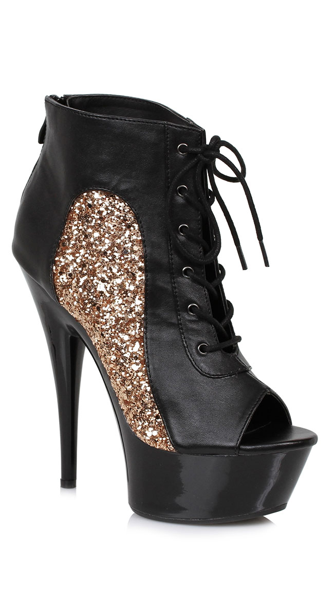 6" Open Toe Glitter Booties, open toe booties