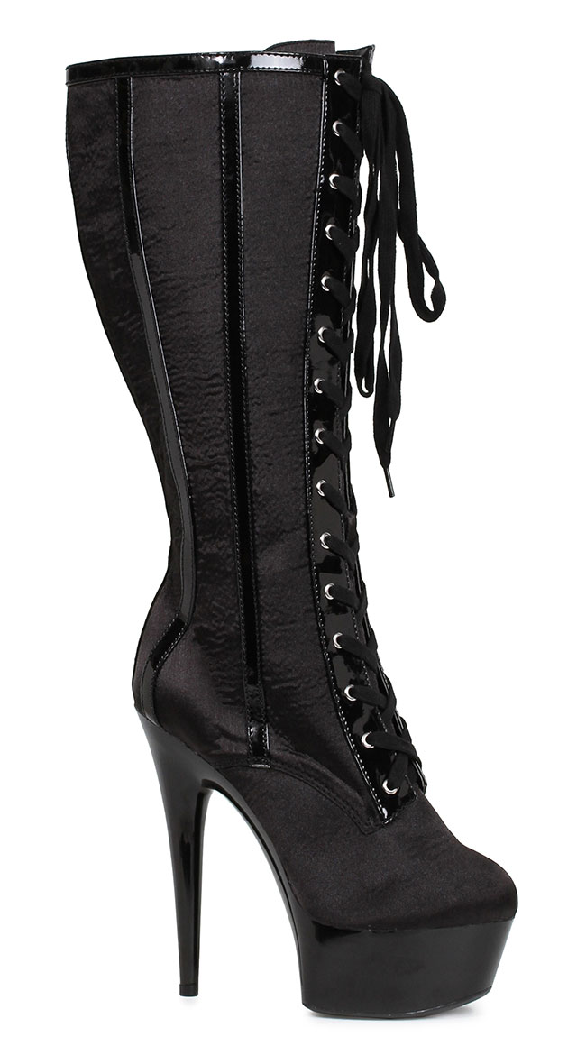 satin lace up boots