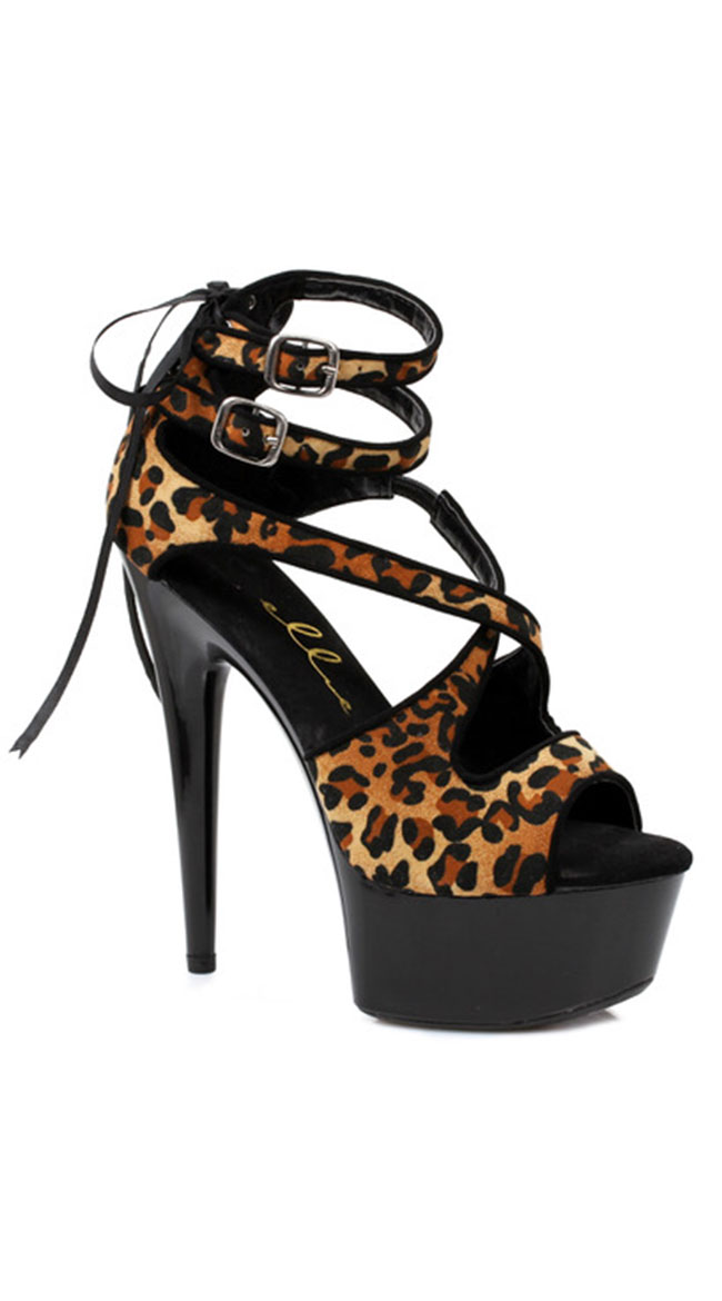 Viveca Inner Animal  Platform Sandal  Brown Leopard Heels 