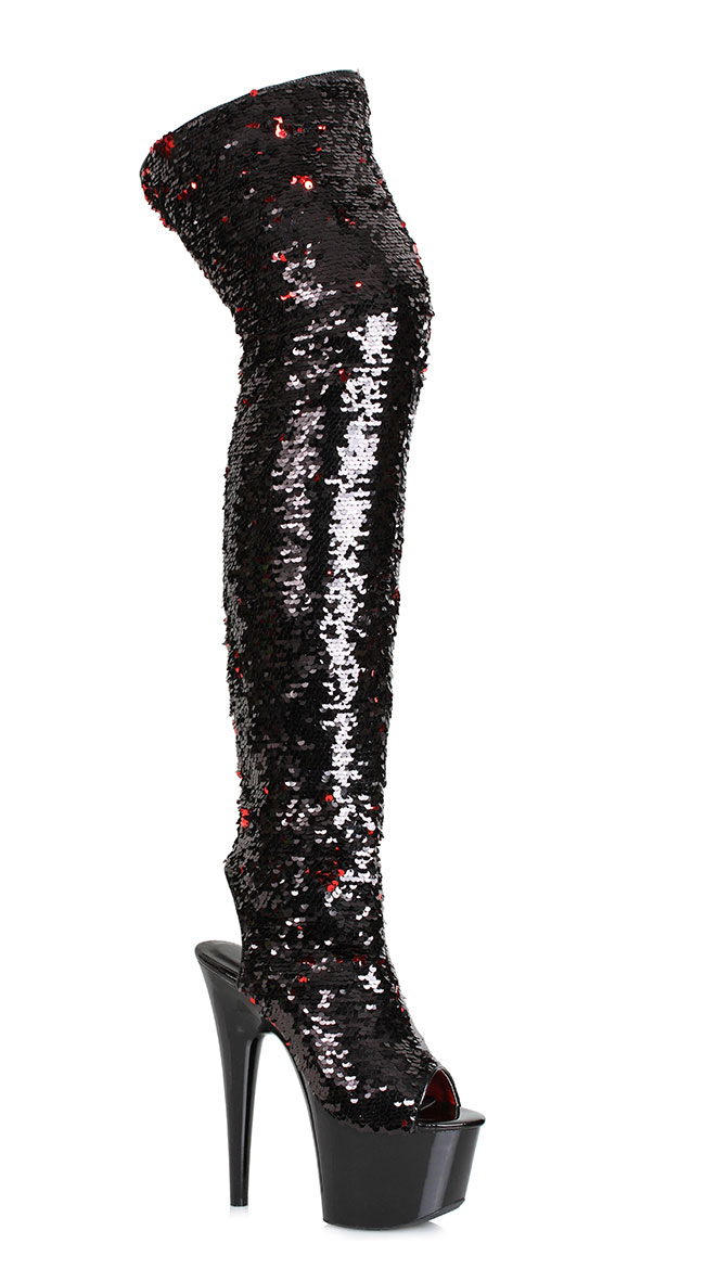 Striking Sequin Over The Knee Boot, Sequin Boots - Yandy.com