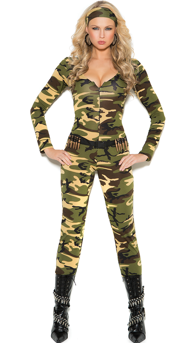Sexy Combat Warrior Costume, Sexy Army Costume, Camouflage Jumpsuit