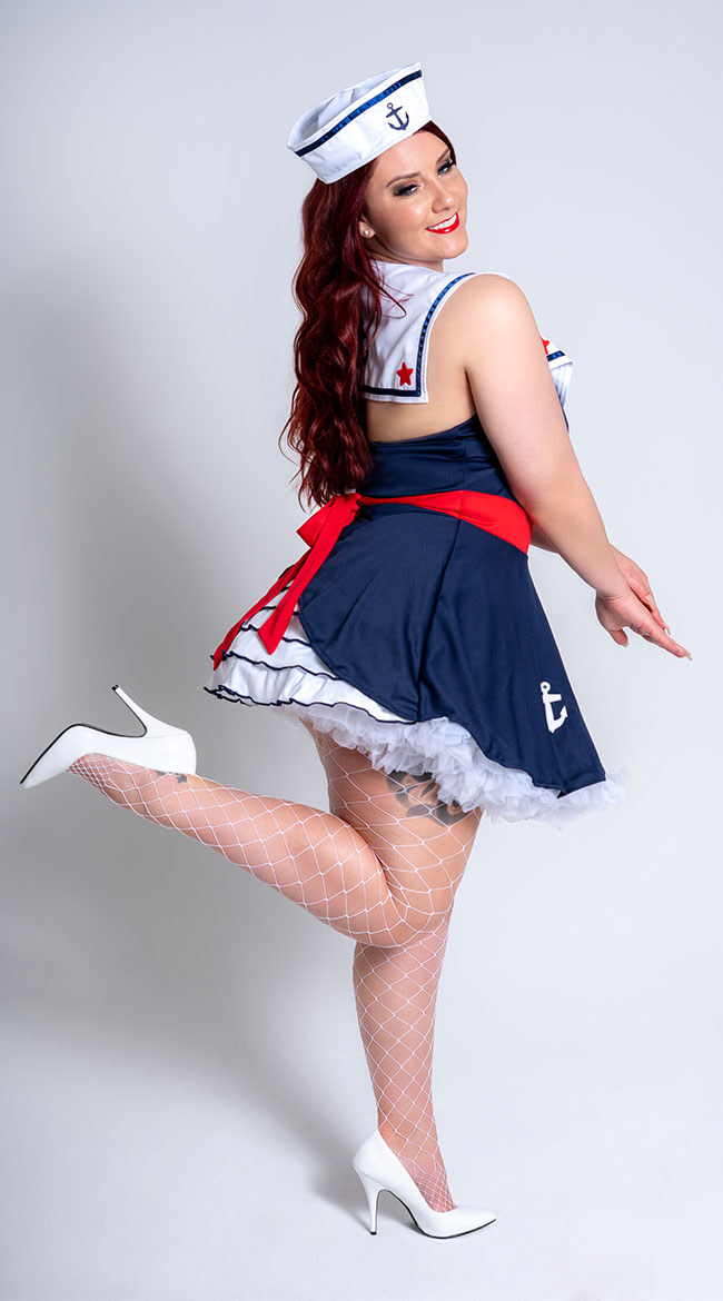 Plus Size Sailors Delight Costume Sexy Red White And Blue Sailor Outfit 4608