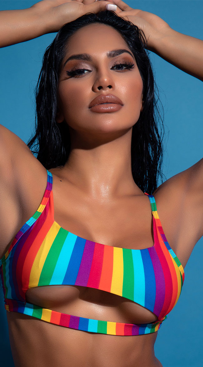 Yandy Dare To Love Bikini Top Sexy Rainbow Swimwear