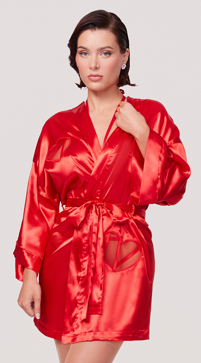 Yandy X Lana Rhoades Sweet Love Satin Robe, Satin Heart Robe - Yandy.com