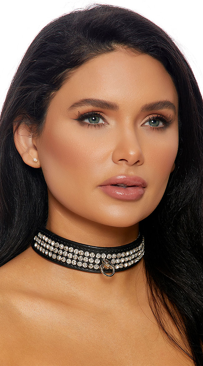 Rhinestone Ring Choker Black Rhinestone Choker Yandy Com