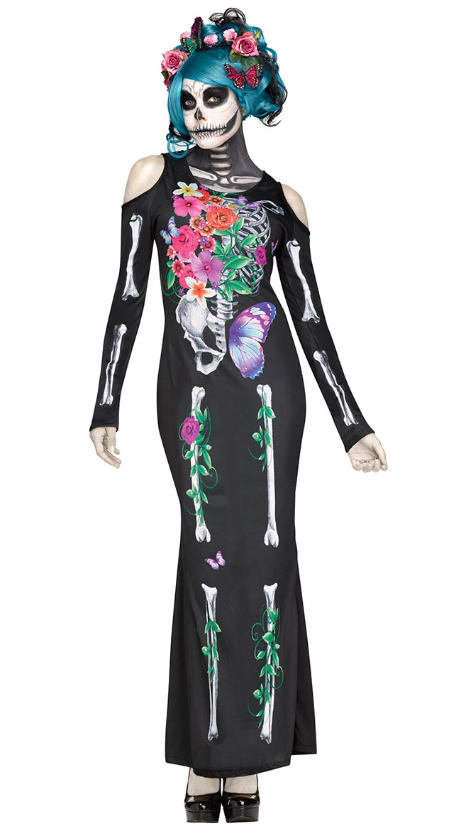 Beautiful Bones Dress Costume, Day of the Dead Dress Costume