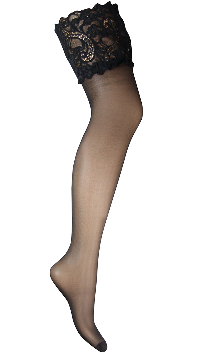 Plus Size Sheer Stockings with Paisley Lace, Plus Size Paisley Lace Top